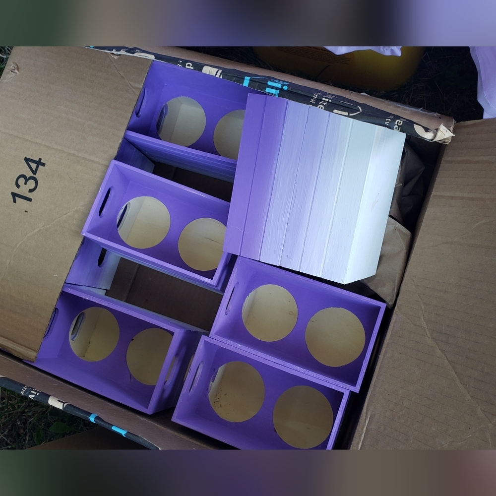 Purple and White Wooden Organizers